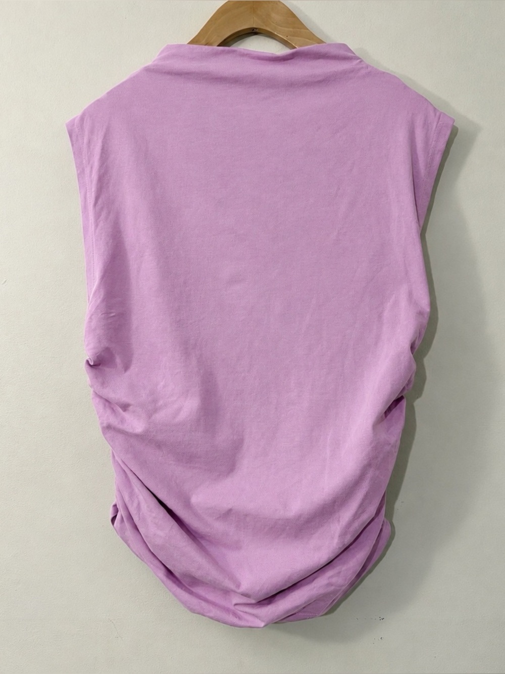 Anthropologie Maeve Mock Neck Sleeveless Ruched Muscle Top Lilac M